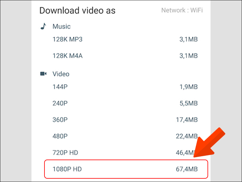 Chọn chất lượng video